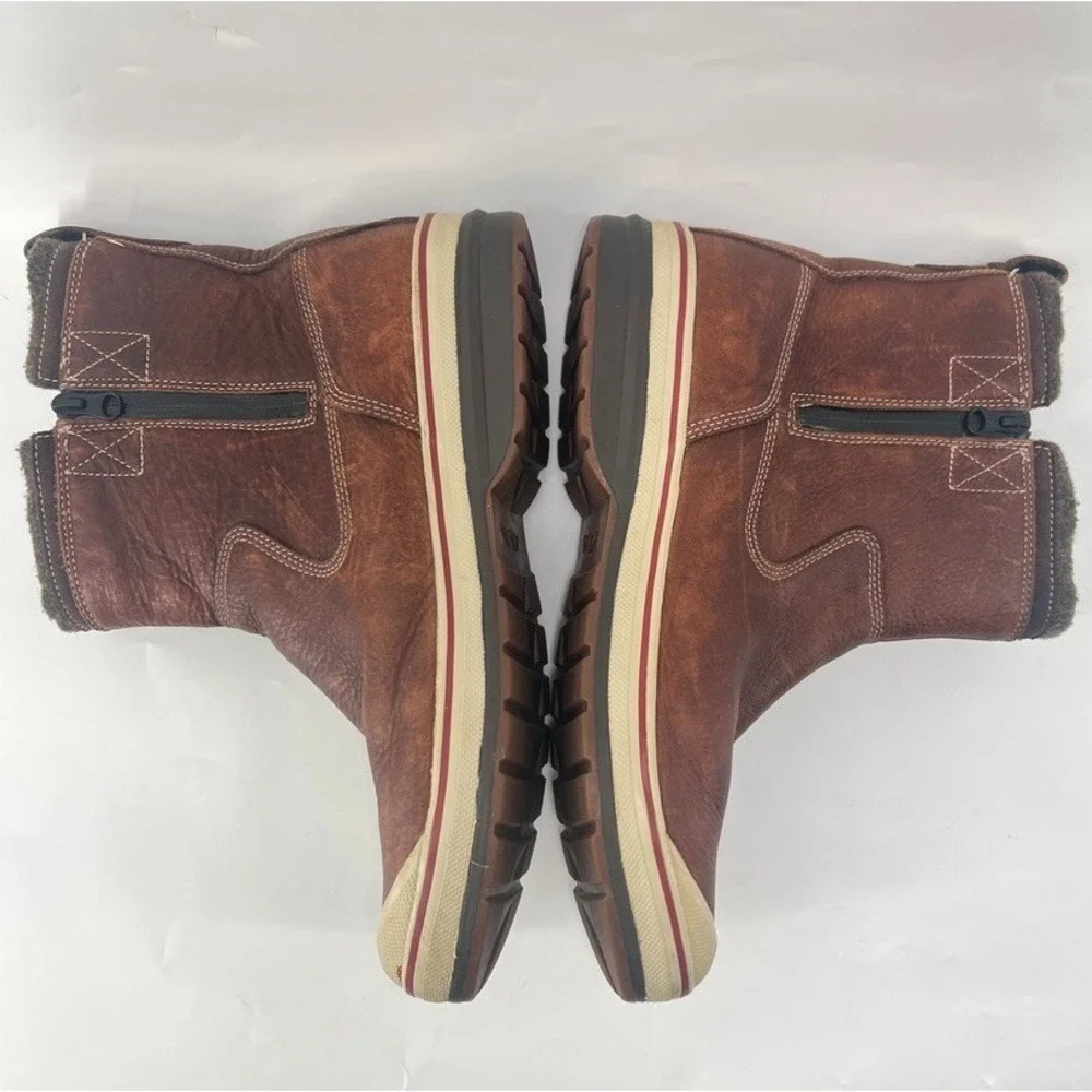 Clarks Grove Boots Men Size 12 Duck Zip Brown Leather Work Muck Sneaker Lined